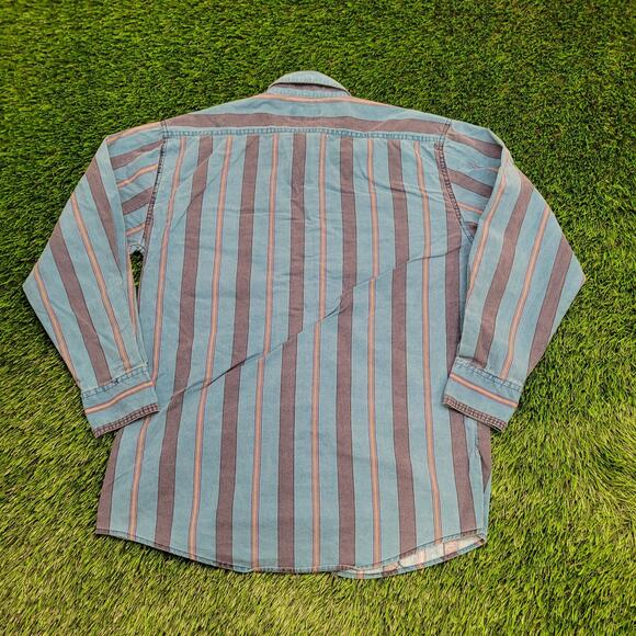Campus Striped Button Shirt Small 20x28 Disco Hippie Baggy - Picture 2 of 12